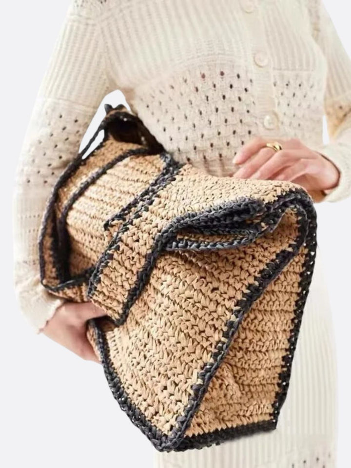 Large woven straw tote bag