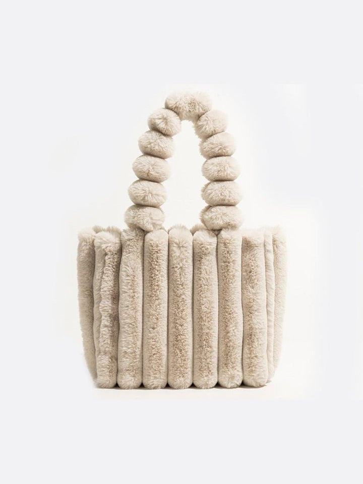 petit cabas beige fausse fourrure