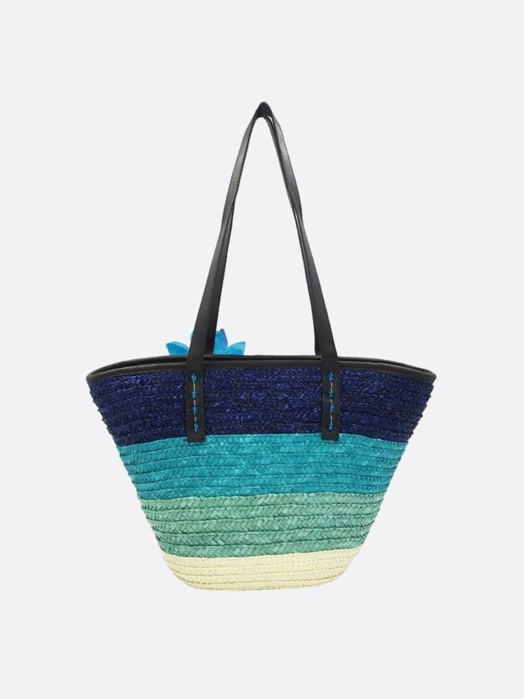 Straw tote bag with flower