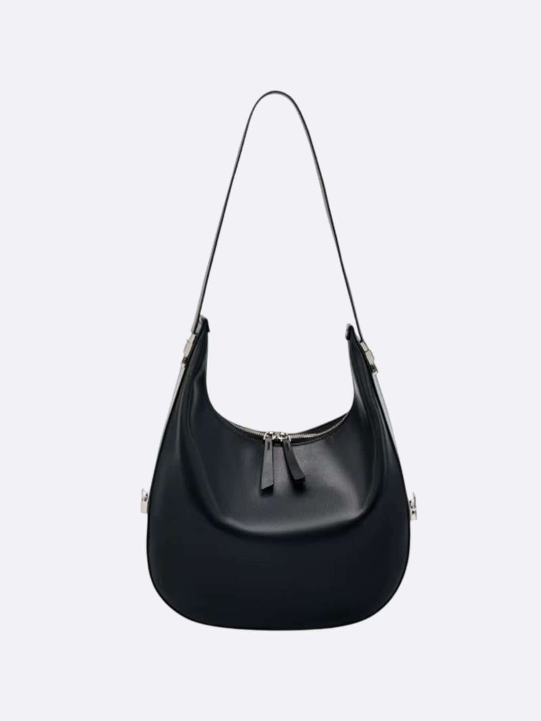 sac demi-lune cuir noir