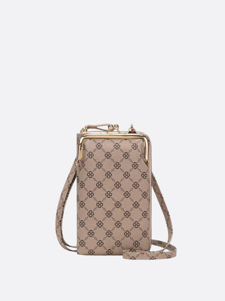 pochette téléphone portefeuille beige