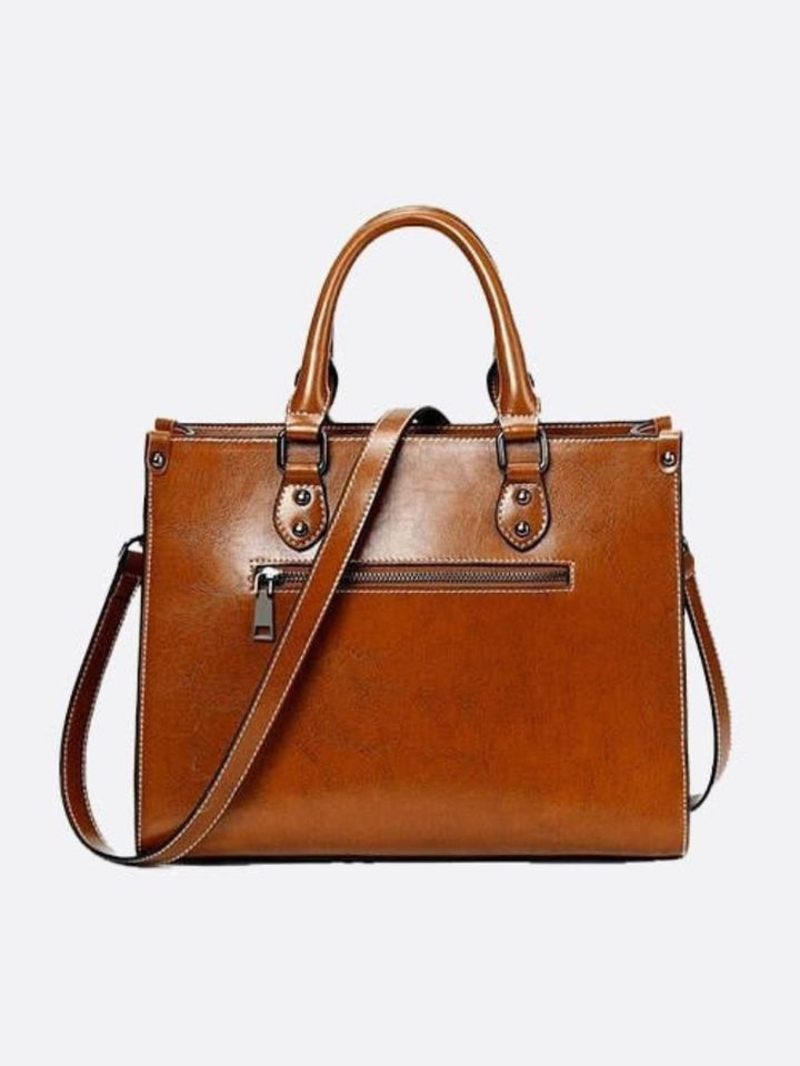 Vintage leather tote handbag