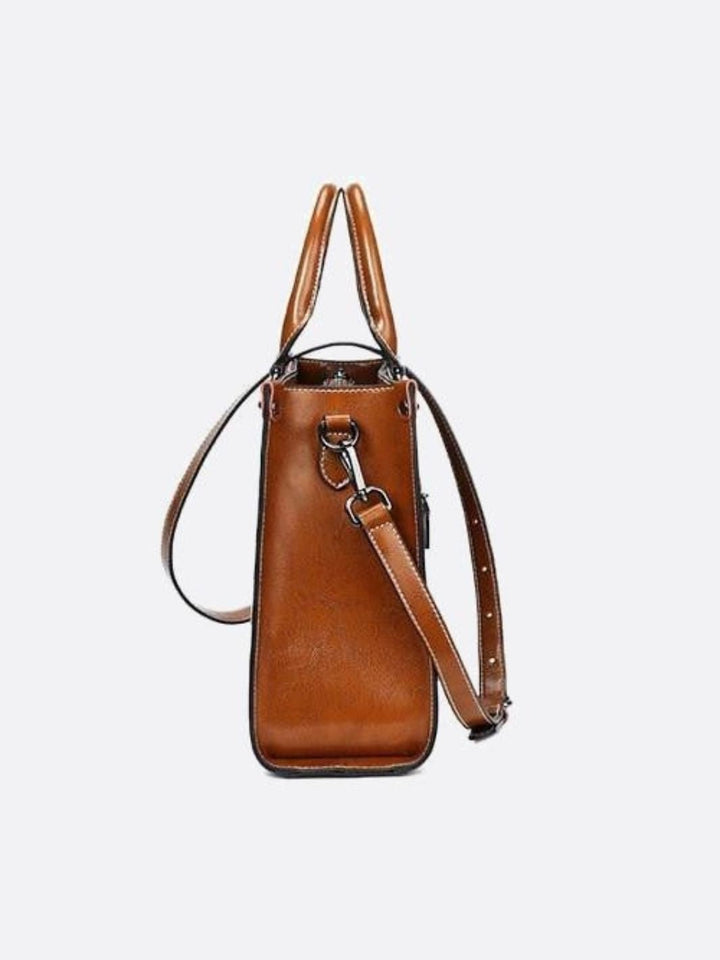 Vintage leather tote handbag