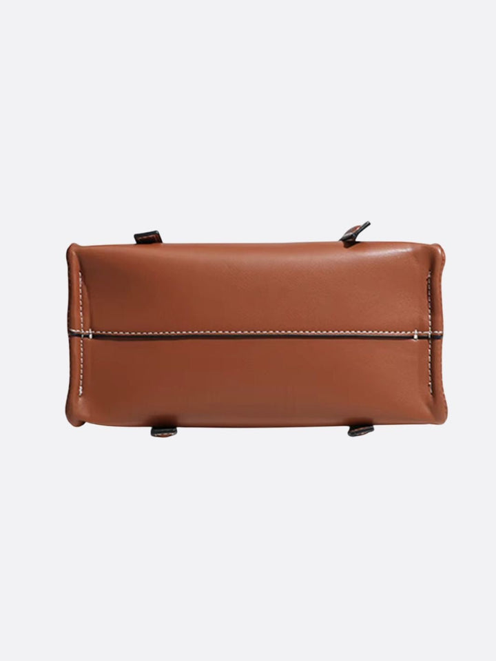 Square leather handbag