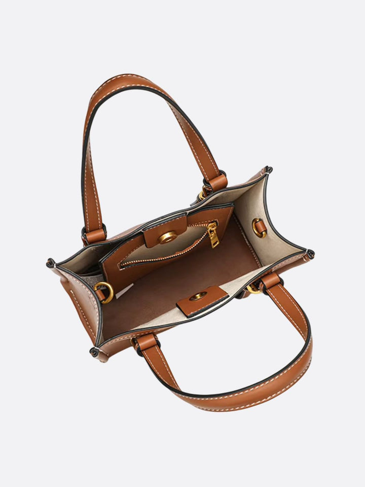 Square leather handbag