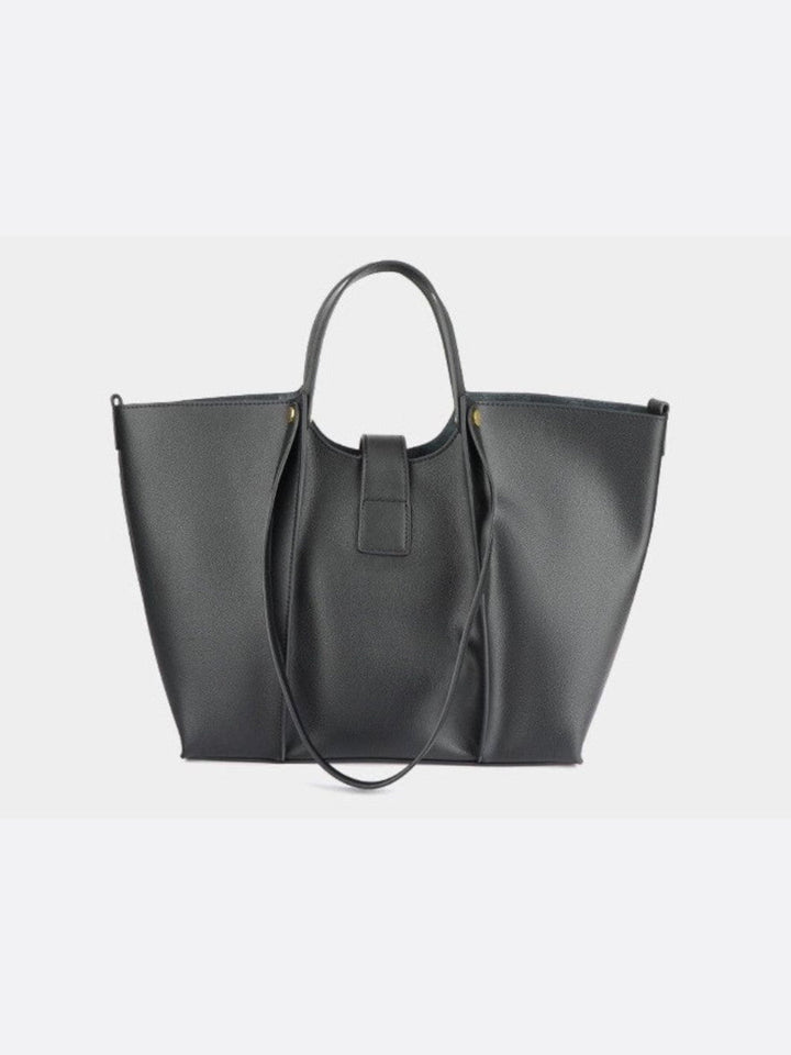 Leather tote bag with removable pouch