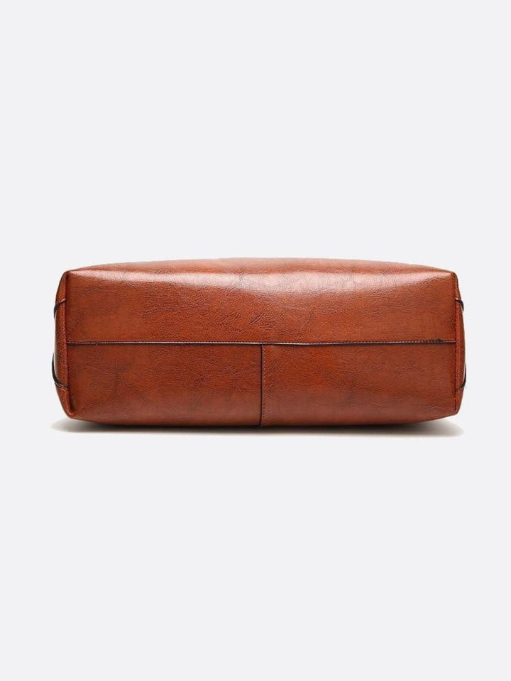 Camel leather tote bag