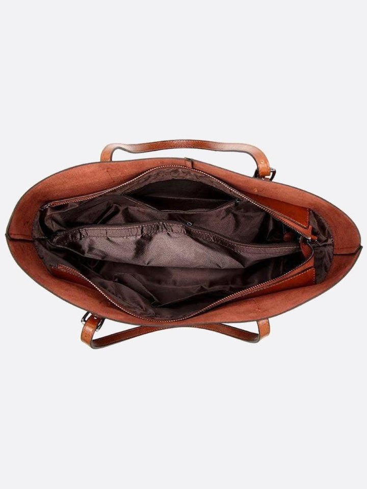 Camel leather tote bag