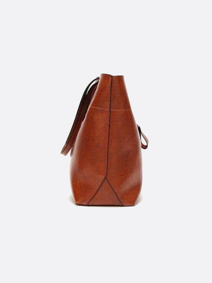 Camel leather tote bag