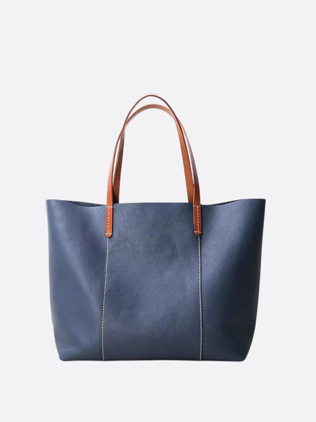 Sac cabas cuir bleu marine
