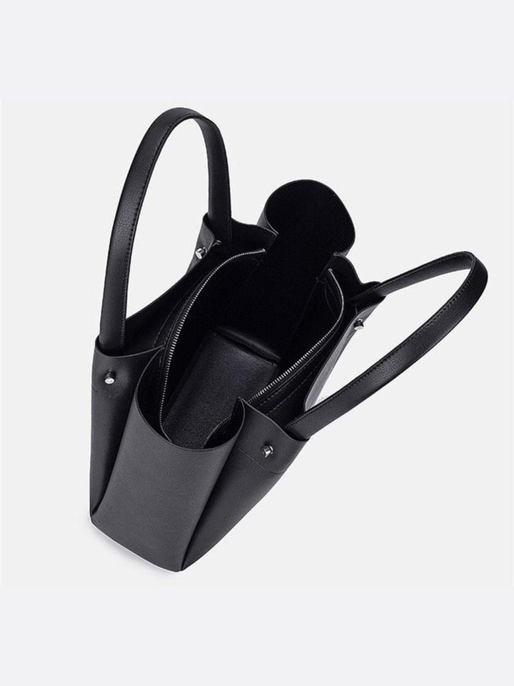Black leather tote bag