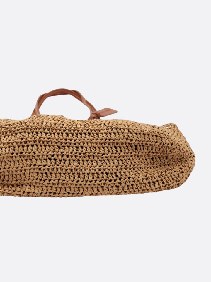 Straw and leather tote bag