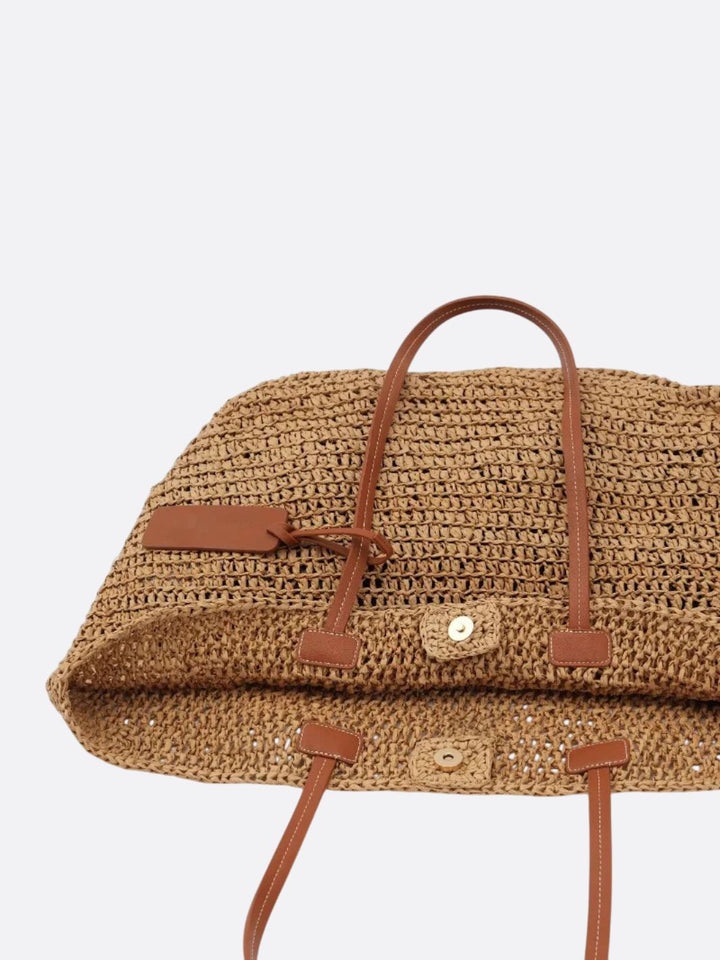 Straw and leather tote bag
