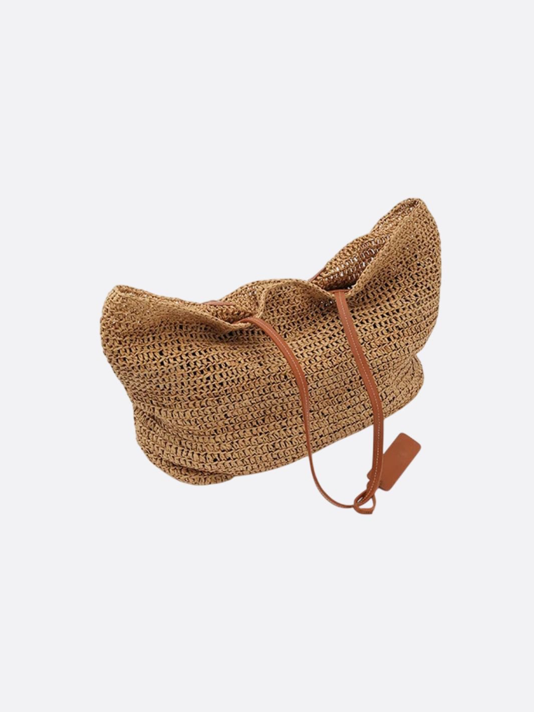 Straw and leather tote bag