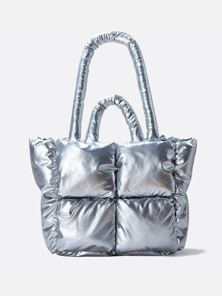 Sac cabas métallisé argenté