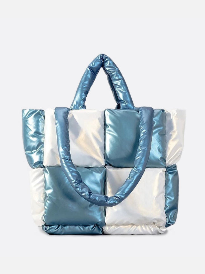 Sac cabas métallisé blanc et bleu