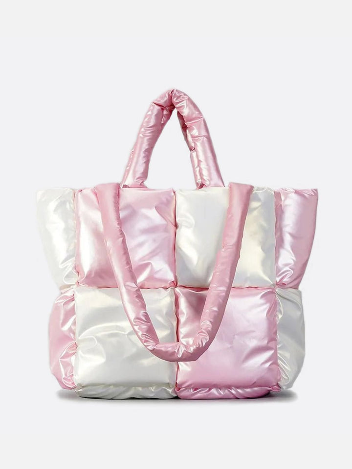 Sac cabas métallisé blanc et rose