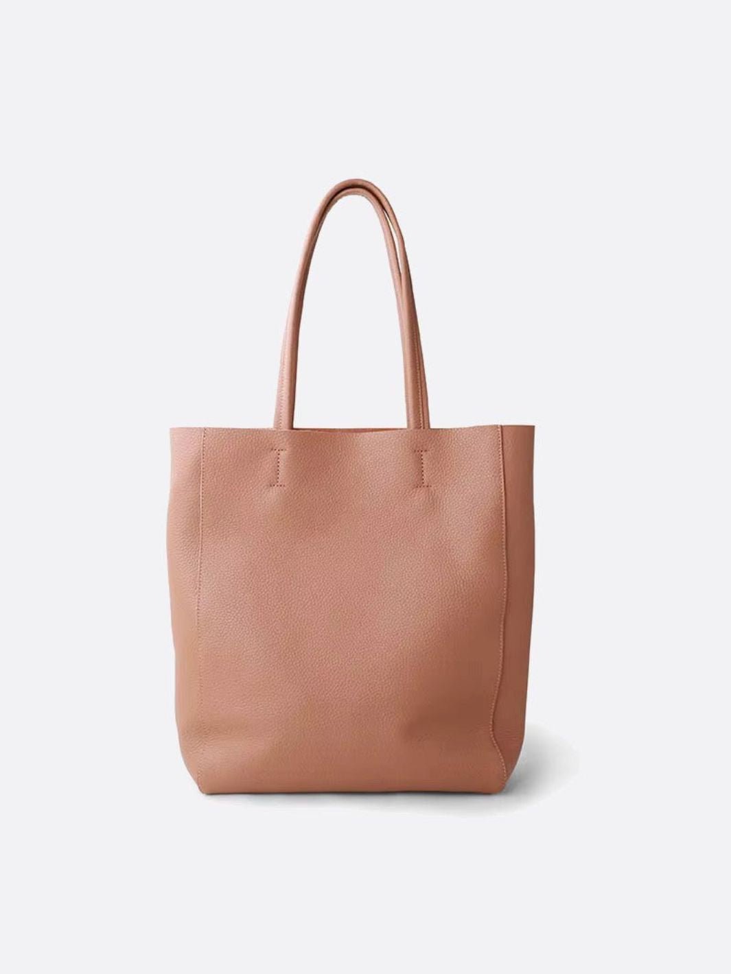 Sac cabas vertical cuir beige