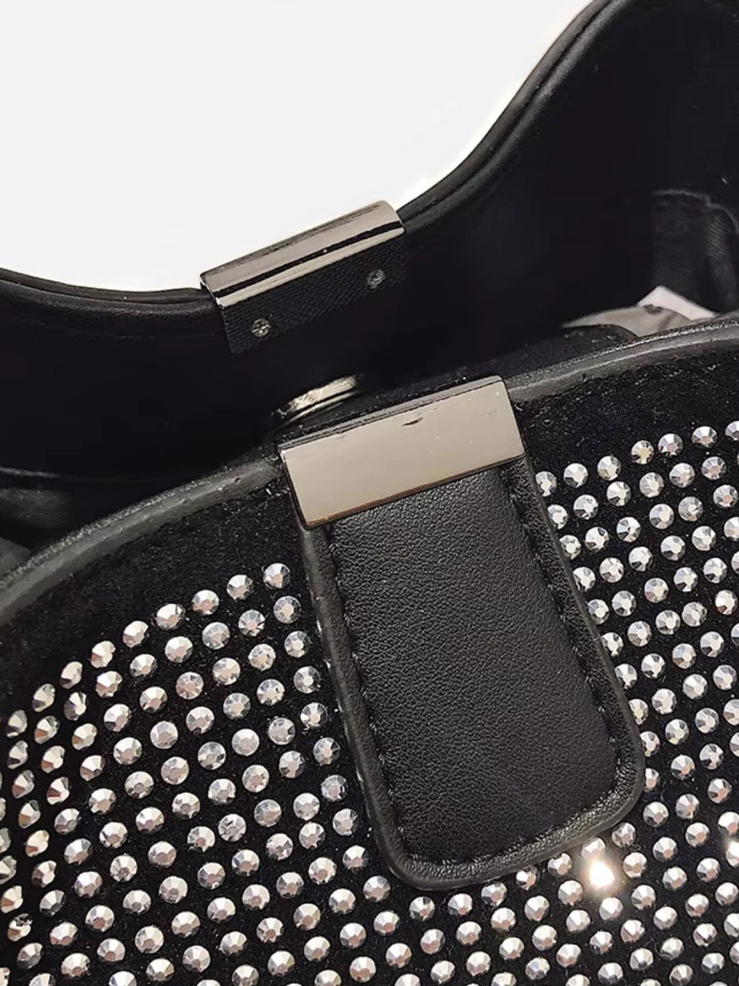 Bucket bag with rhinestones