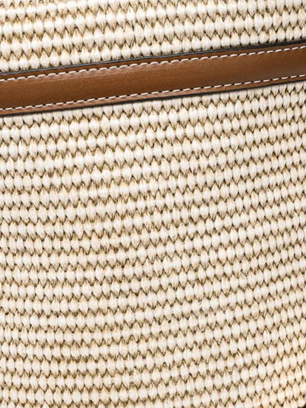 Bucket bag in raffia and leather trim